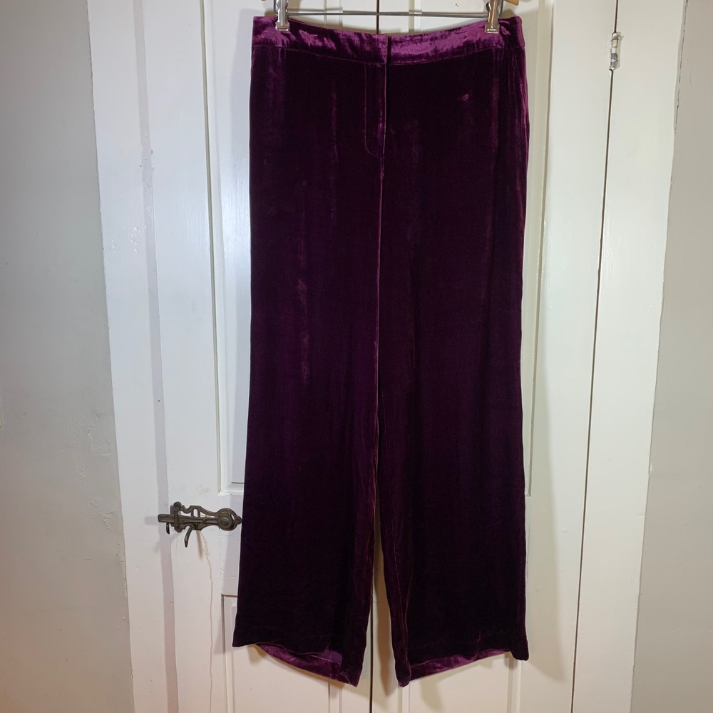 Boden Velvet Wide Leg Pants in Deep Plum